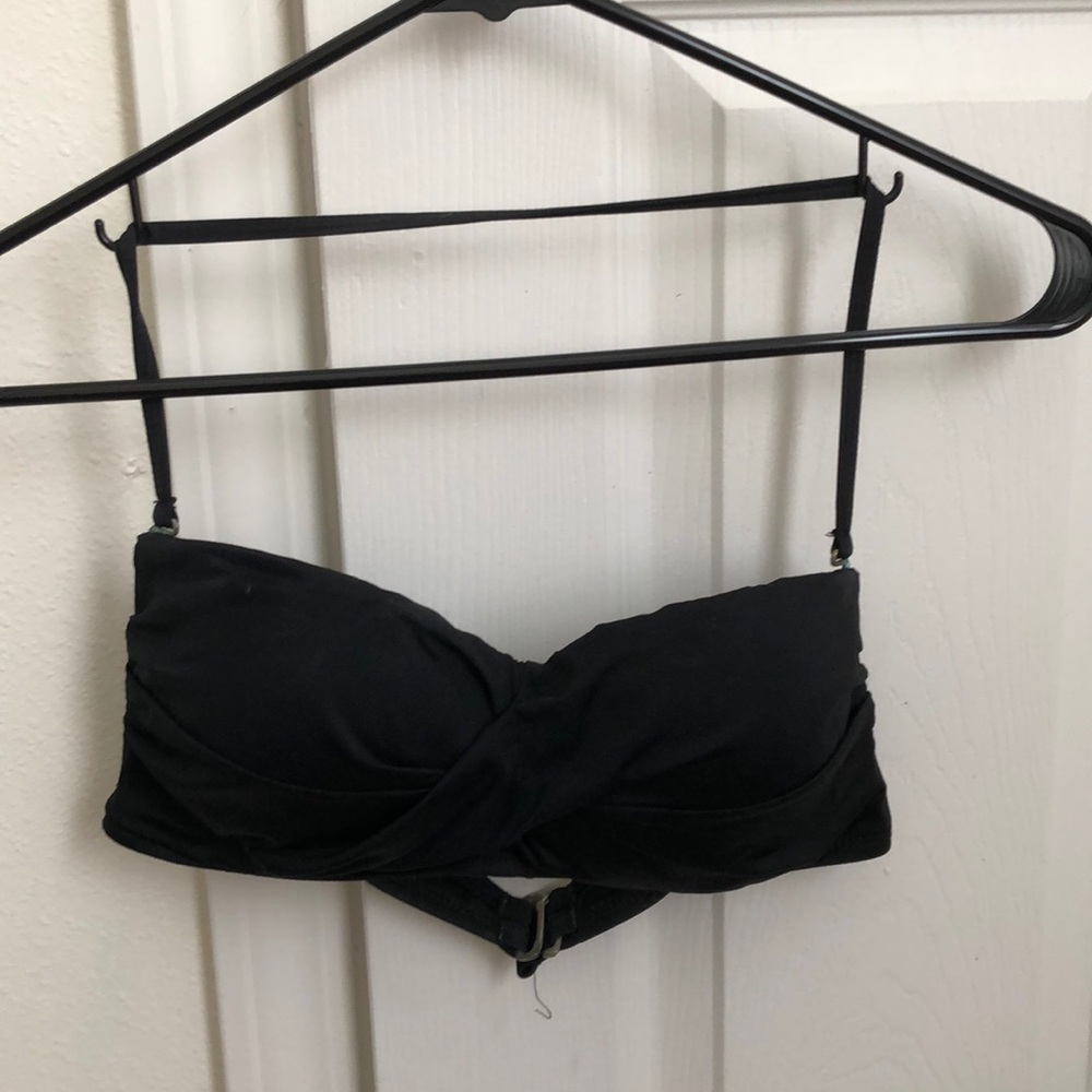Black target bandeau bikini top